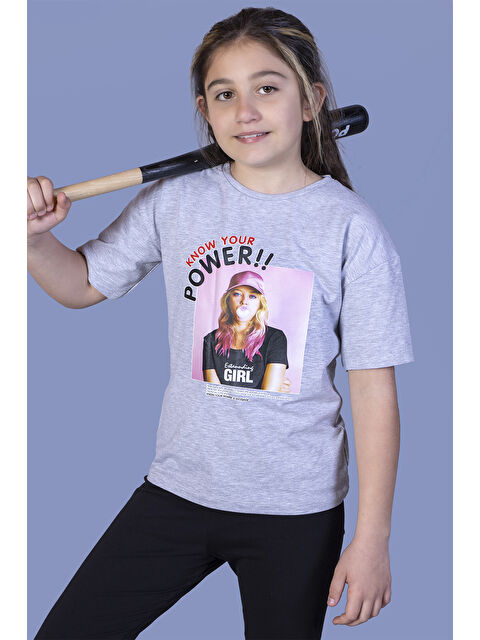 Toontoykids Kız Çocuk Power Baskılı Tişört