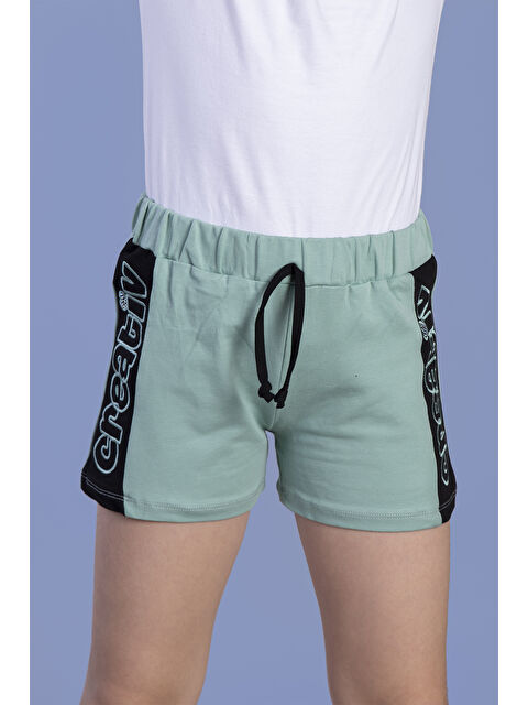 Toontoykids Kız Çocuk İki Yanı Garnili Creativ Nakışlı Şort