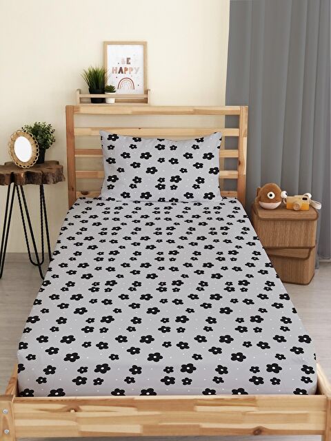 Evmila Çiçek Desenli Baskılı Tek Kişilik Lastikli Çarşaf Seti - S000123687-23173