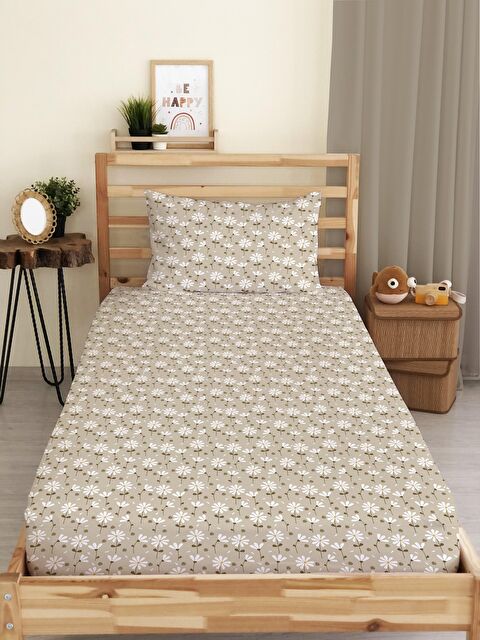 Evmila Çiçek Desenli Baskılı Tek Kişilik Lastikli Çarşaf Seti - S000123688-23173