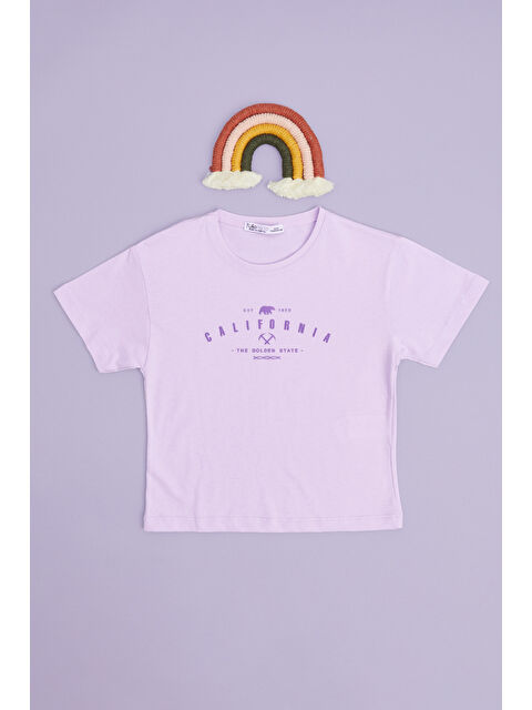 Fullamoda Calıfornıa Baskılı Crop Kız Çocuk Tişört