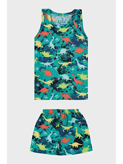 Lela Desenli Streç Pamuklu Bisiklet Yaka Atlet Boxer 2'li İç Giyim Erkek Çocuk Takım 6651010 - S000218257-18194