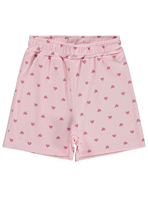 Civil Girls Kalp Baskılı 6-9 Yaş Şort - Pudra