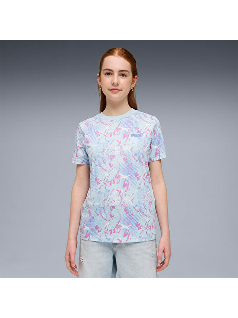 Puma Tweenerverse Aop Kız Çocuk Mavi Tişört