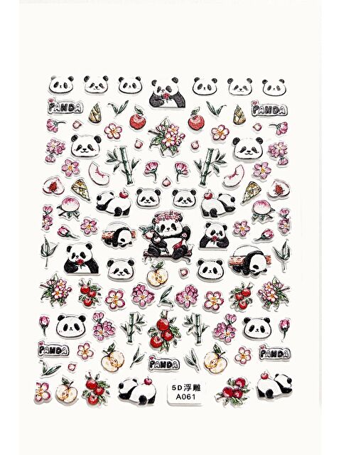 New Obsessions Panda ve Çiçek Desenli Tırnak Süsü Tırbak Sticker - S000367549-23173