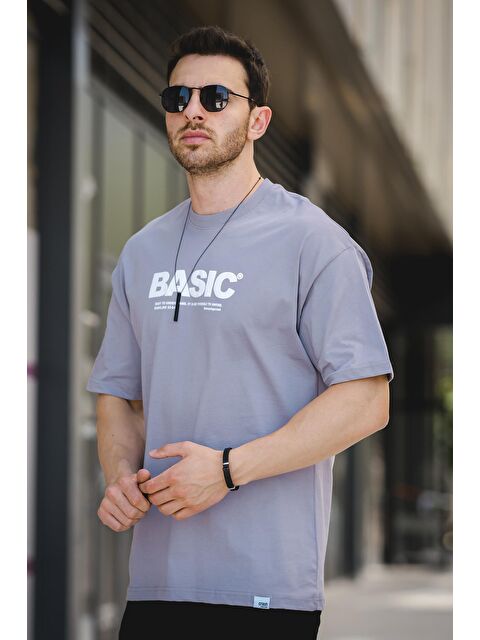 Oksit Basic Kabartma Baskılı Pamuklu Bisiklet Yaka  Erkek Tişört - S000124893-20600