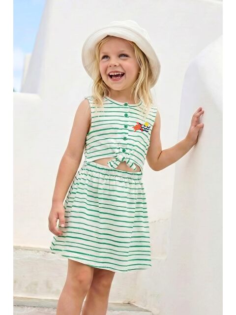 ZEYLAND Kız Çocuk Çizgili Örme Elbise  - Yeşil
