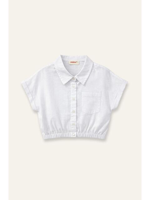 ZEYLAND Kız Çocuk Cep Detaylı Gömlek  - Beyaz