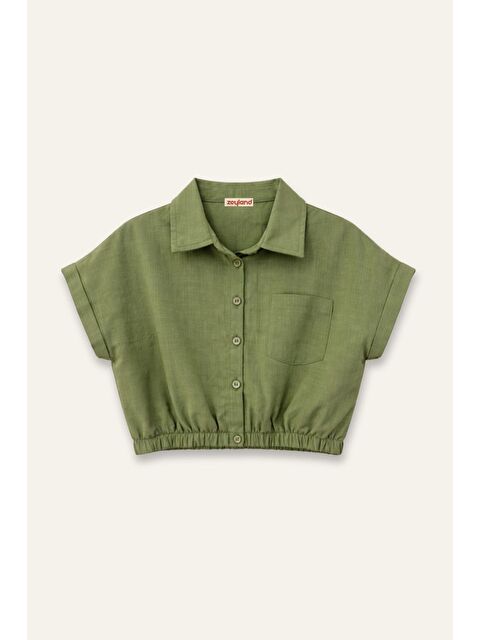 ZEYLAND Kız Çocuk Cep Detaylı Gömlek  - Haki