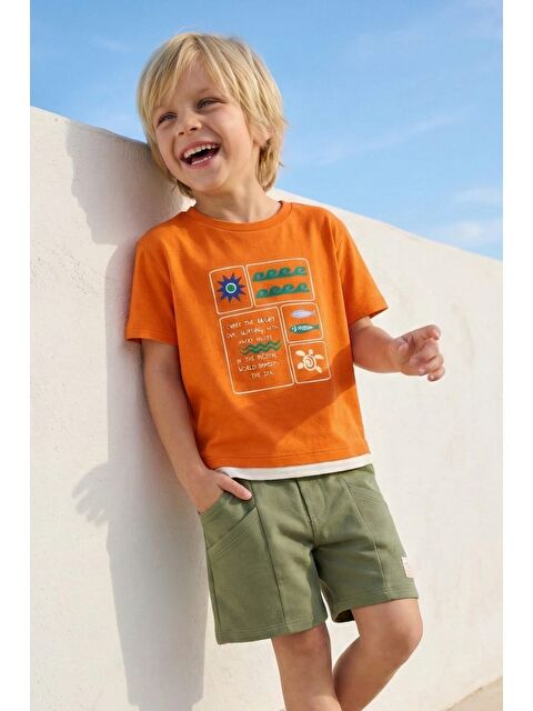 ZEYLAND Erkek Çocuk Baskılı T-Shirt  - Turuncu