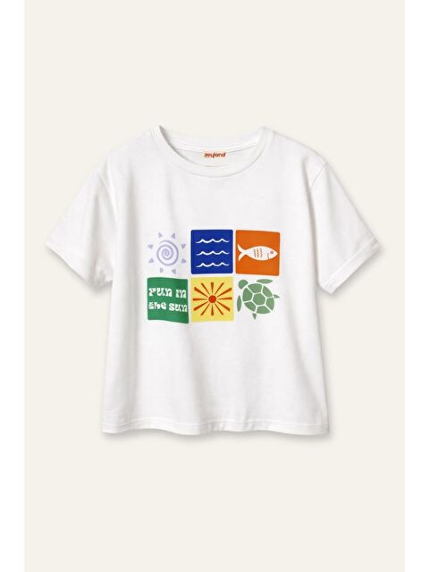 ZEYLAND Erkek Çocuk Baskılı T-Shirt  - Ekru