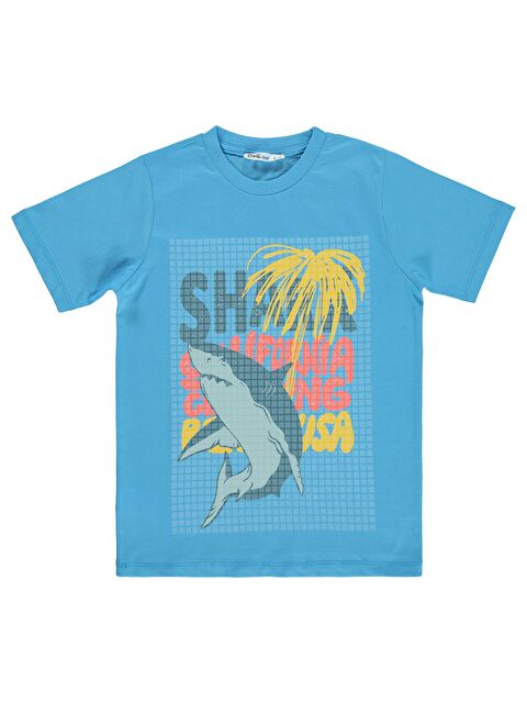 Civil Boys Shark California 6-9 Yaş Tişört - Mavi