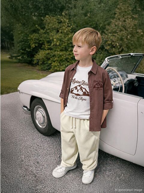 Civil Boys Dokulu 6-9 Yaş Pantolon - Beyaz