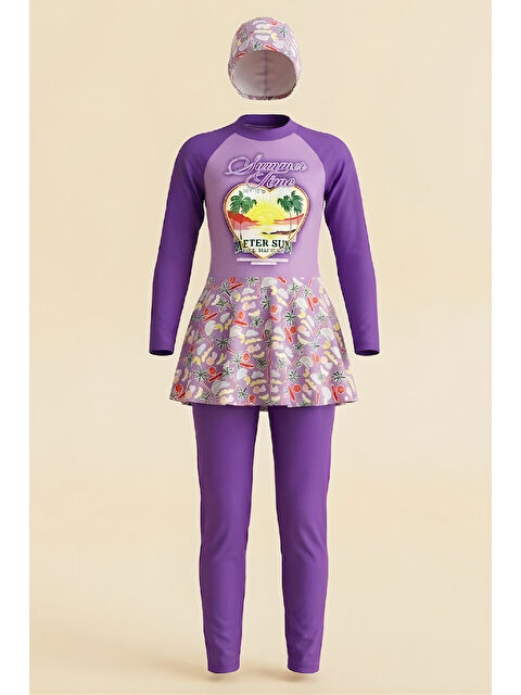 Modanino Kız Çocuk Uzun Kollu ve Etek Alltlı Mayo Takımı 4-13 Yaş 12590N