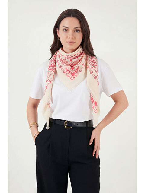 Lela Pamuklu 110 x 110 cm Desenli Kadın Şal 6941400