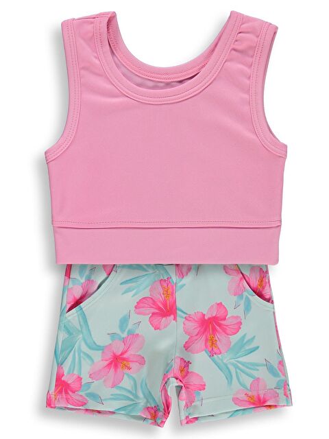 Civil Girls Çiçek Desenli 2-12 Yaş Mayo Set - Yeşil