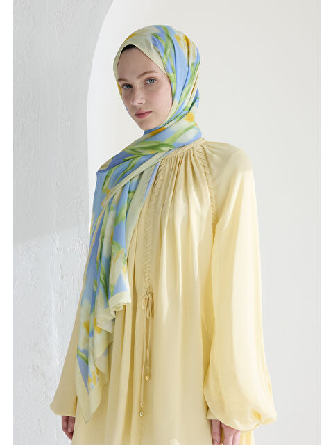 Fresh Scarfs Irıs Garden Floş Viskon Şal Tereyağı - S000427068-20072