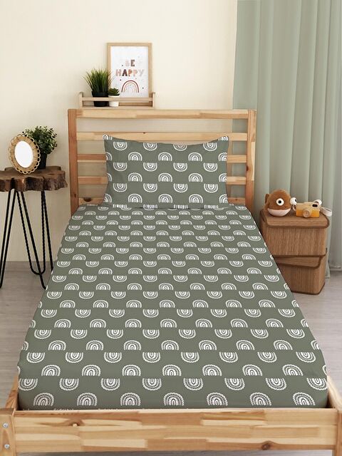 Evmila Desenli Baskılı Tek Kişilik Lastikli Çarşaf Seti - S000123692-23173