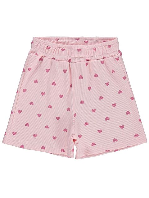 Civil Girls Kalp Baskılı 2-5 Yaş Şort - Pudra