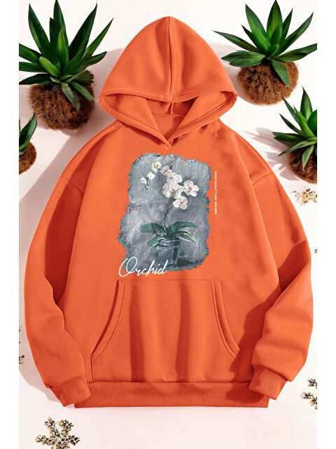 uyguntarz Orkide Tuval Baskılı Unisex Oversize Sweatshirt - S000265366-20013
