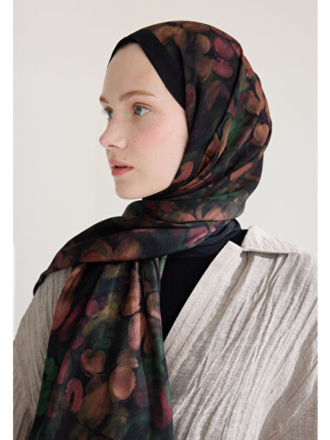 Fresh Scarfs Hıbıscus Beauty Floş Viskon Şal Siyah - S000426643-19351