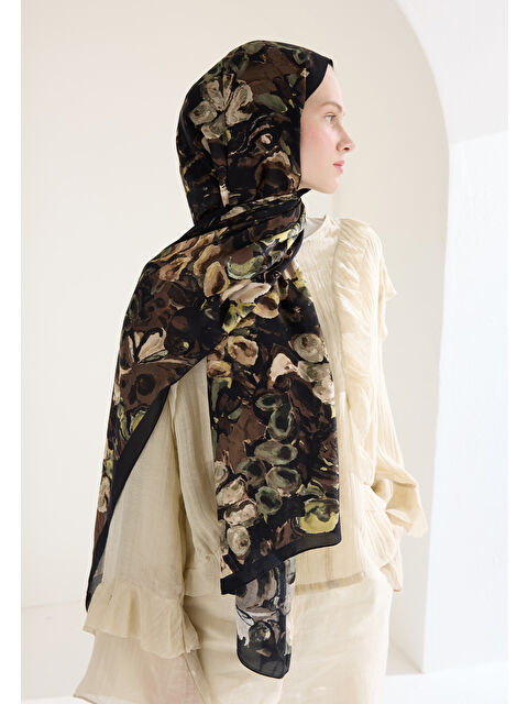 Fresh Scarfs Astra Floş Viskon Şal Siyah - S000426619-19351