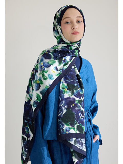 Fresh Scarfs Dark Rose Floş Viskon Şal Gece Mavisi - S000426744-17234