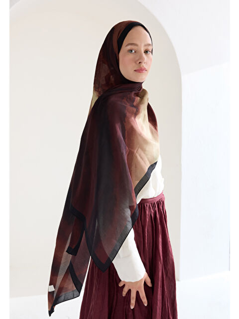 Fresh Scarfs Ombre Floş Viskon Şal Kızıl Kahve - S000426624-19957