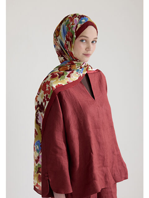 Fresh Scarfs Vınnıe Floş Viskon Şal Bordo - S000426682-19951