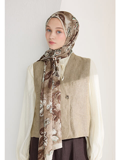 Fresh Scarfs Jasmıne Floş Viskon Şal Bej - S000426687-19928