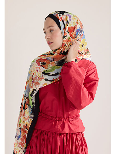 Fresh Scarfs Vınnıe Floş Viskon Şal Siyah - S000426682-19351