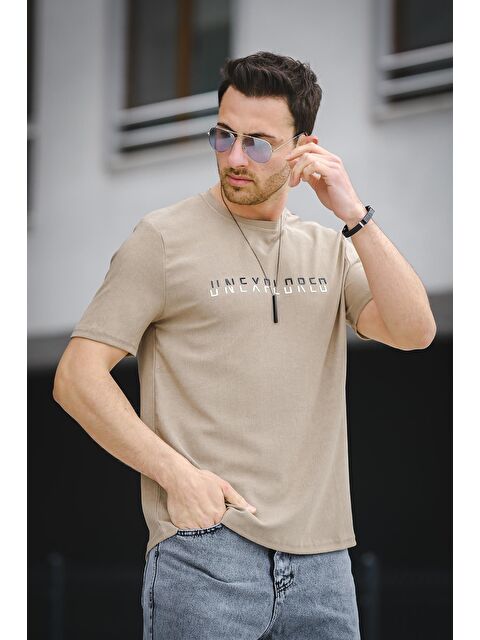 Oksit Unexplored Baskılı Comfort Fit Bisiklet Yaka Likralı Erkek Tişört - S000124959-17