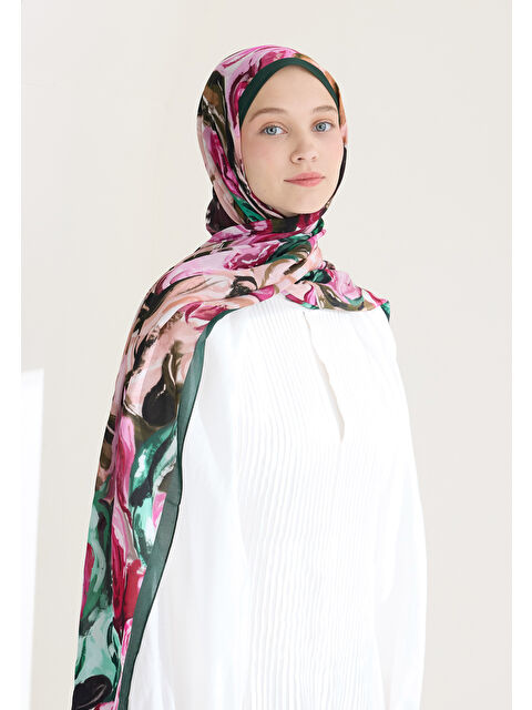 Fresh Scarfs Rosıe Floş Viskon Şal Yeşil - S000426647-18194
