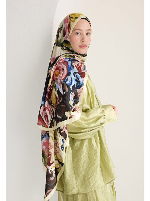 Fresh Scarfs Rosıe Floş Viskon Şal Tereyağı - S000426647-20072