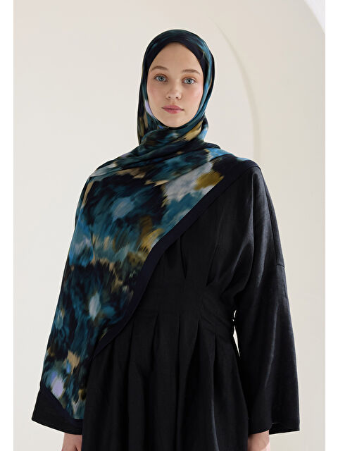 Fresh Scarfs Sweet Peony Floş Viskon Şal Lacivert - S000426638-21164