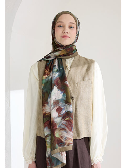 Fresh Scarfs Melaına Floş Viskon Şal Toprak - S000427024-14742