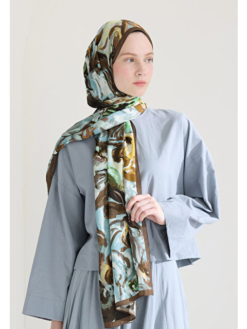 Fresh Scarfs Rosıe Floş Viskon Şal Tozlu Kahve - S000426647-19413