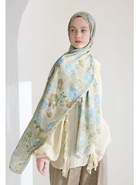 Fresh Scarfs Tıny Garden Floş Viskon Şal Bej - S000426651-19928