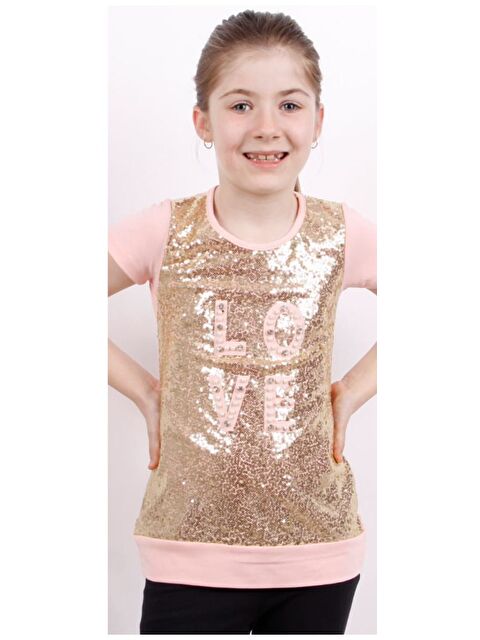 Toontoykids Kız Çocuk Önü Komple Pullu Tişört