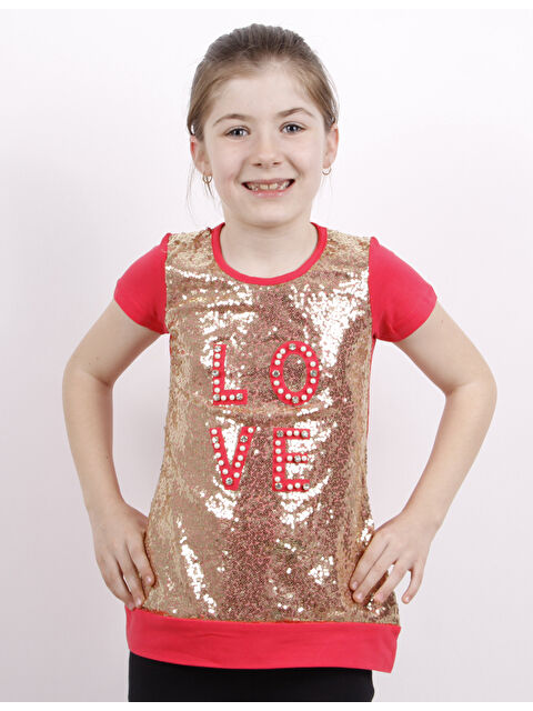 Toontoykids Kız Çocuk Önü Komple Pullu Tişört