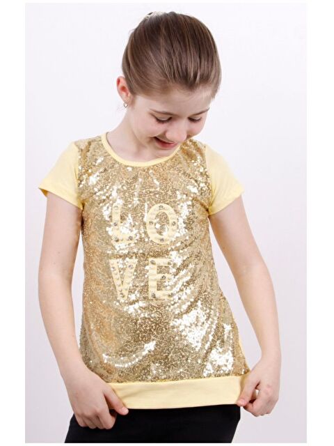 Toontoykids Kız Çocuk Önü Komple Pullu Tişört