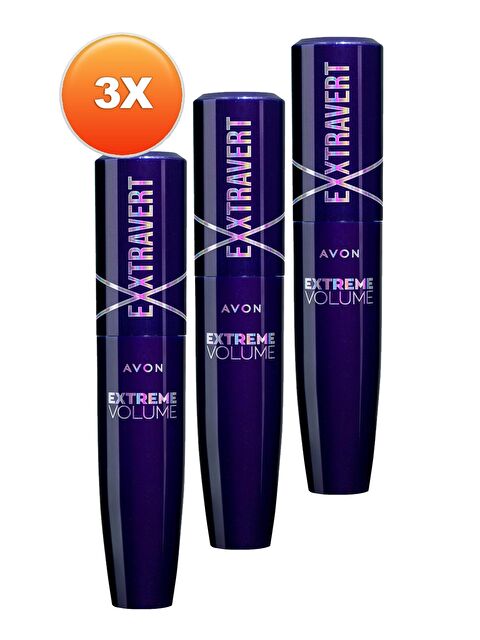 AVON Exxtravert Ekstra Hacim Veren Maskara 9 Ml. Blackest Black Üçlü Set - S000192891-10231