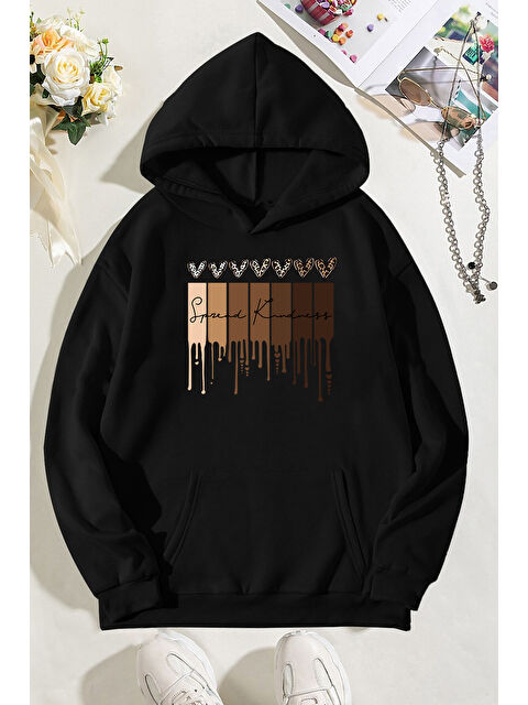 uyguntarz Leopar Kalp Baskılı Oversize Sweatshirt - S000265595-19351