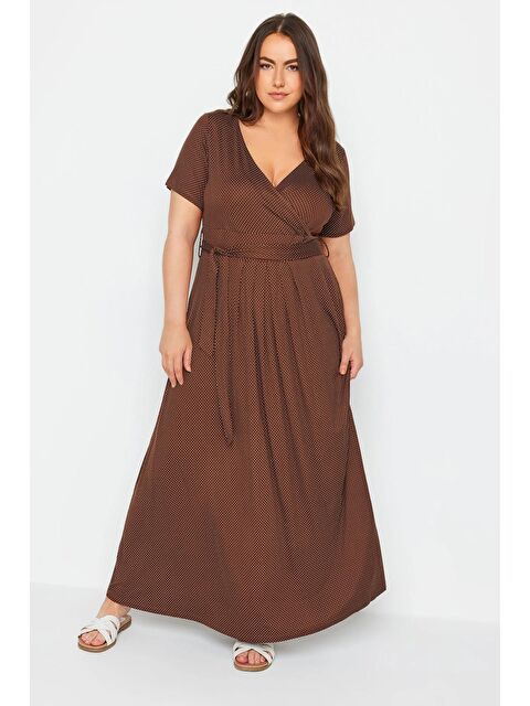 Stil Diva Büyük Beden V Yaka Kemer Detaylı Elastanlı Anvelop Elbise 303160 - S000241969-19413