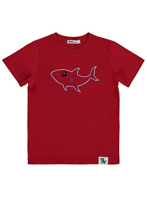 Civil Boys Köpekbalığı Nakışlı 2-5 Yaş Tişört - Kırmızı