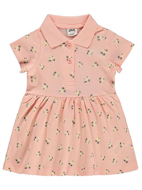 Civil Baby Çiçek Empirme 6-18 Ay Elbise - Pudra