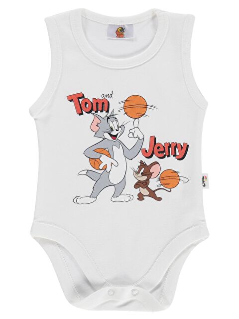 Civil Baby Tom and Jerry Baskılı 3-18 Ay Çıtçıtlı Badi - Ekru