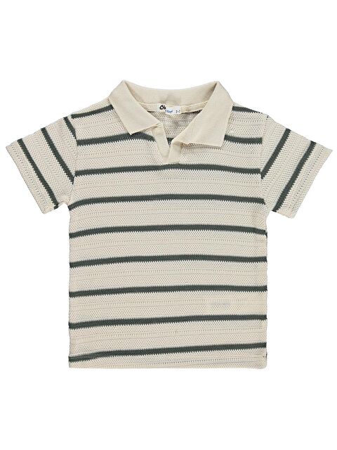 Civil Boys Polo Yaka Çizgili 2-5 Yaş Tişört - Haki