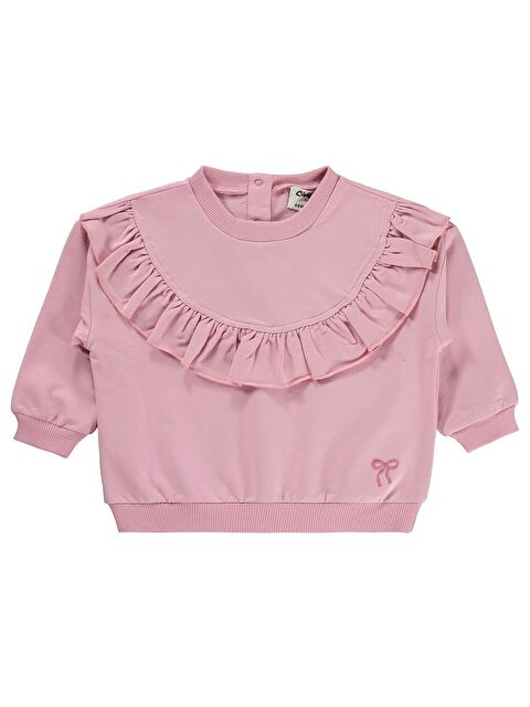 Civil Baby Fiyonk Nakışlı Fırfırlı 6-18 Ay Sweatshirt - Pembe