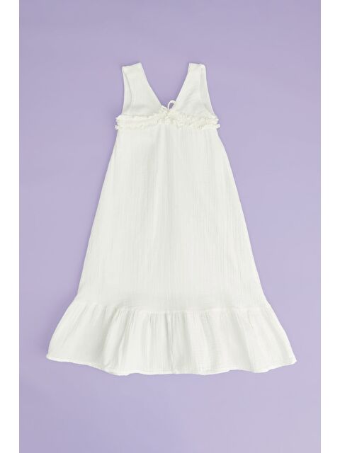 Fullamoda Önü Bağlamalı Askılı Müslin Kumaş Kız Çocuk Elbise
